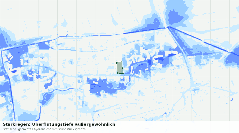 Statische Kartenansicht: Starkregen: Überflutungstiefe außergewöhnlich