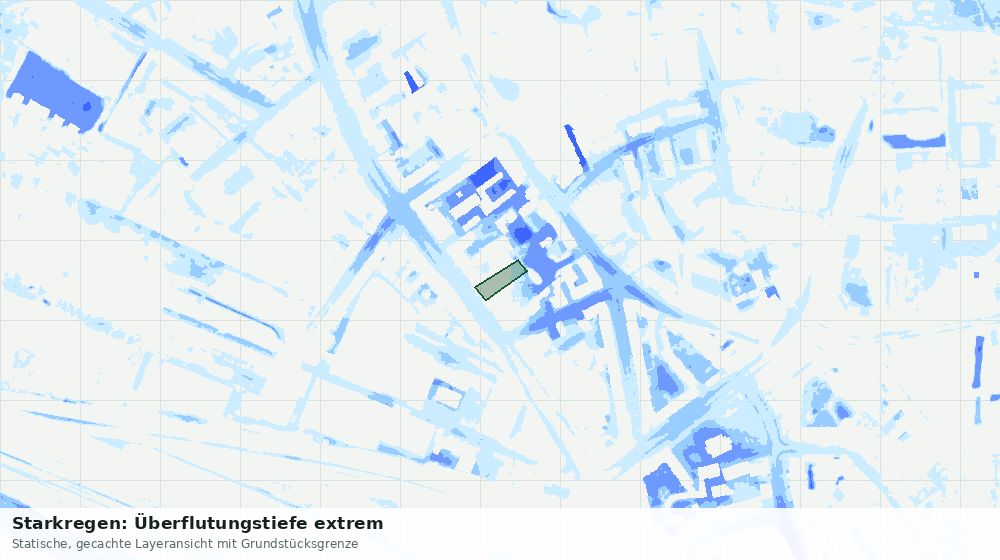Statische Kartenansicht: Starkregen: Überflutungstiefe extrem