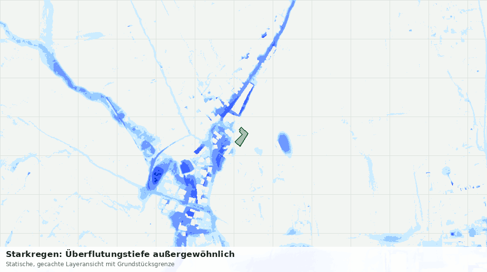 Statische Kartenansicht: Starkregen: Überflutungstiefe außergewöhnlich