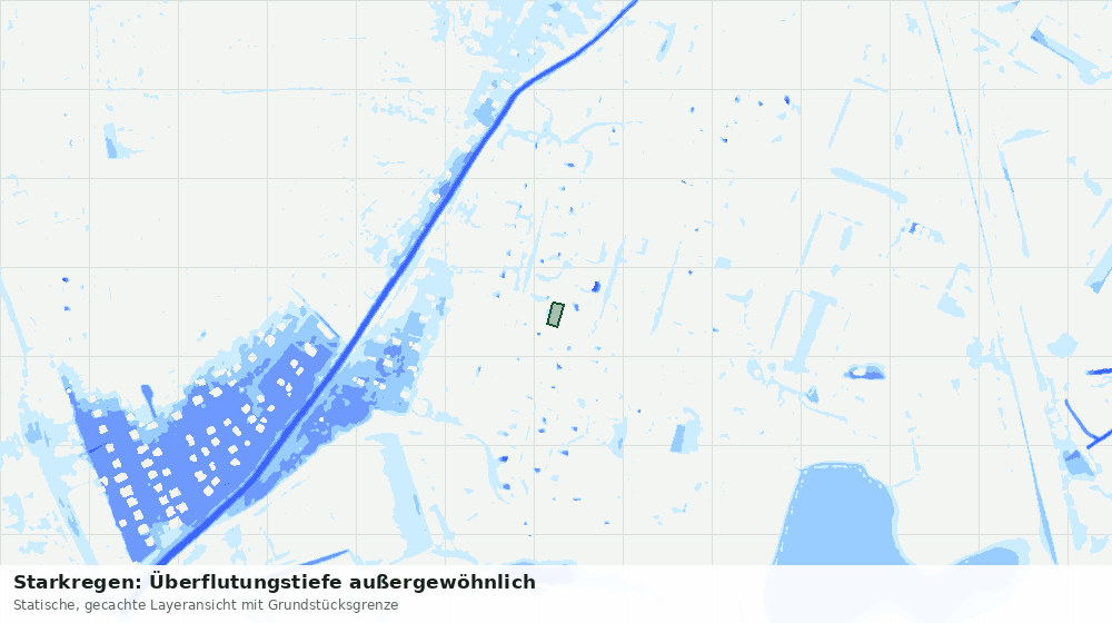 Statische Kartenansicht: Starkregen: Überflutungstiefe außergewöhnlich