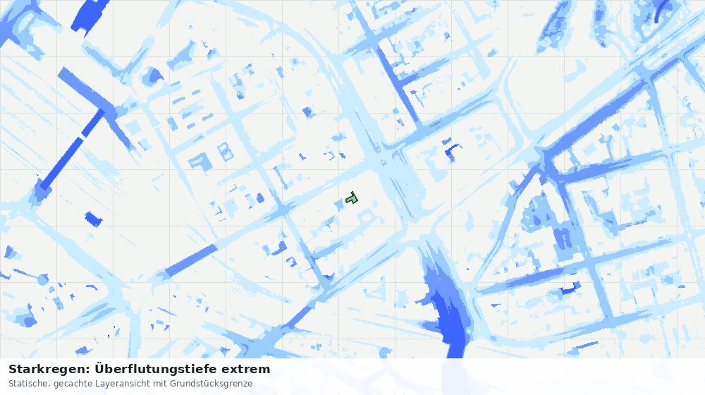 Statische Kartenansicht: Starkregen: Überflutungstiefe extrem