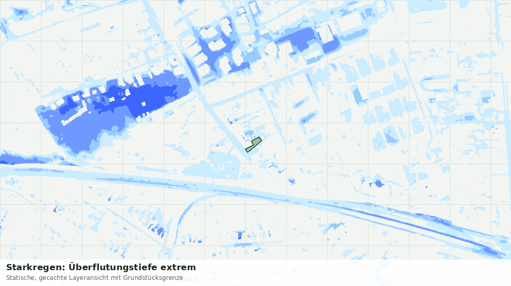 Statische Kartenansicht: Starkregen: Überflutungstiefe extrem