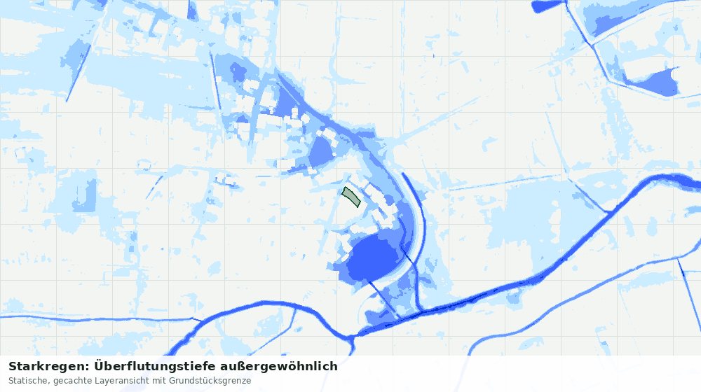 Statische Kartenansicht: Starkregen: Überflutungstiefe außergewöhnlich