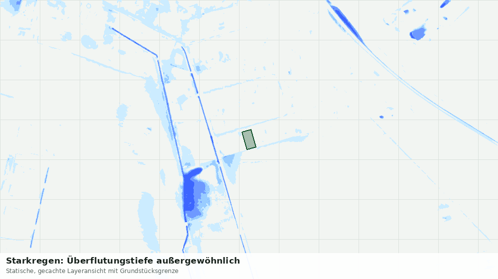 Statische Kartenansicht: Starkregen: Überflutungstiefe außergewöhnlich