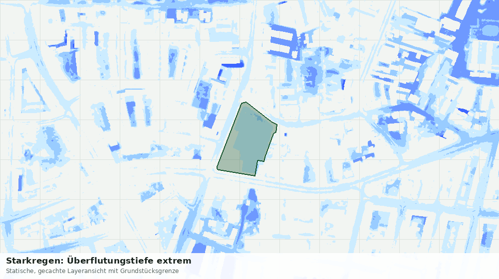 Statische Kartenansicht: Starkregen: Überflutungstiefe extrem