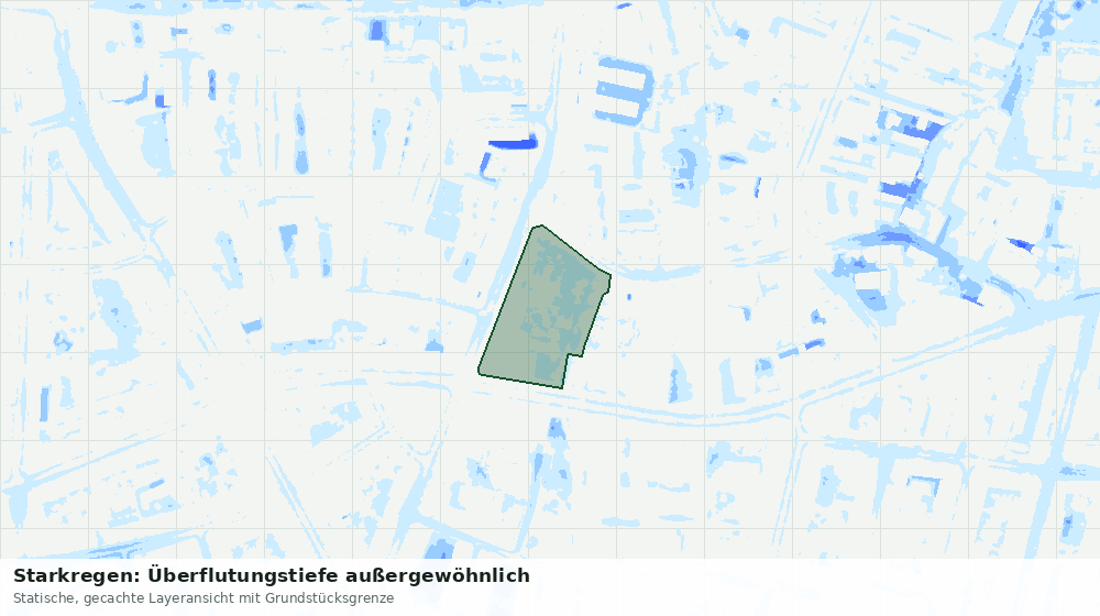 Statische Kartenansicht: Starkregen: Überflutungstiefe außergewöhnlich