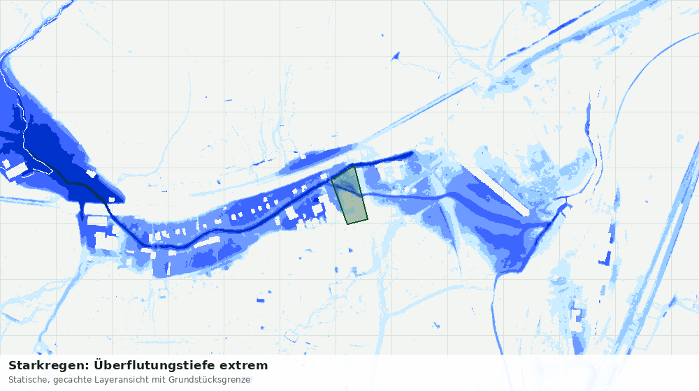 Statische Kartenansicht: Starkregen: Überflutungstiefe extrem