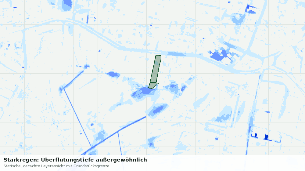 Statische Kartenansicht: Starkregen: Überflutungstiefe außergewöhnlich