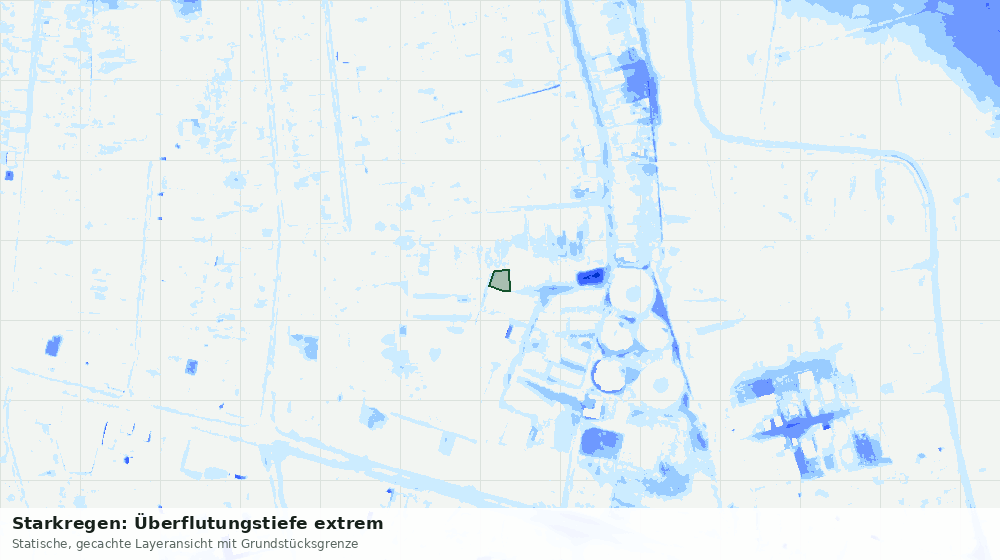 Statische Kartenansicht: Starkregen: Überflutungstiefe extrem