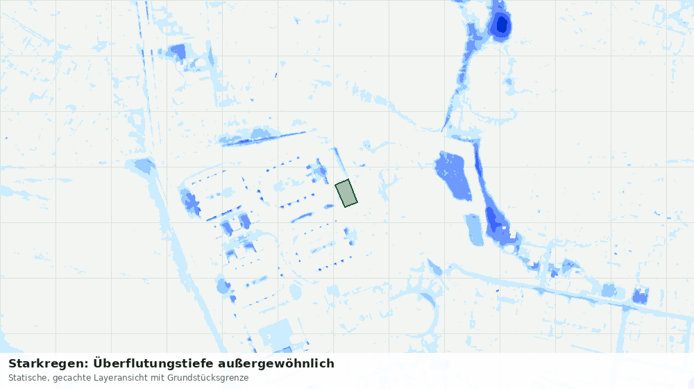 Statische Kartenansicht: Starkregen: Überflutungstiefe außergewöhnlich