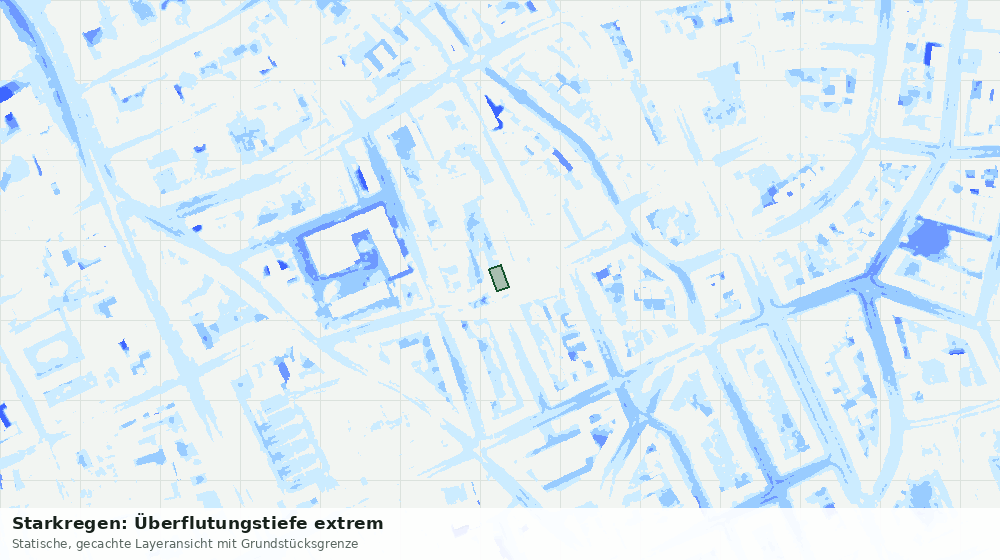 Statische Kartenansicht: Starkregen: Überflutungstiefe extrem