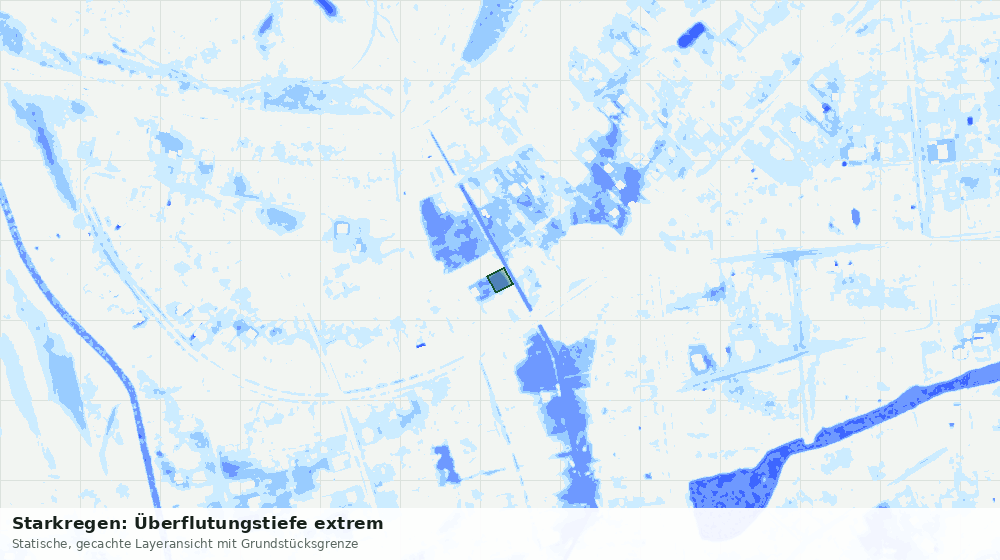 Statische Kartenansicht: Starkregen: Überflutungstiefe extrem