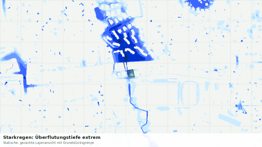 Statische Kartenansicht: Starkregen: Überflutungstiefe extrem