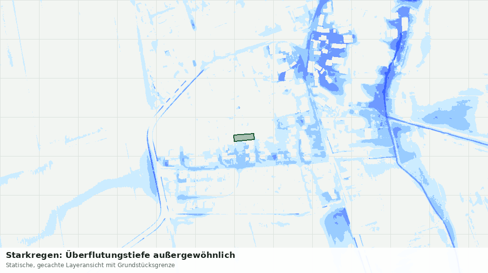 Statische Kartenansicht: Starkregen: Überflutungstiefe außergewöhnlich