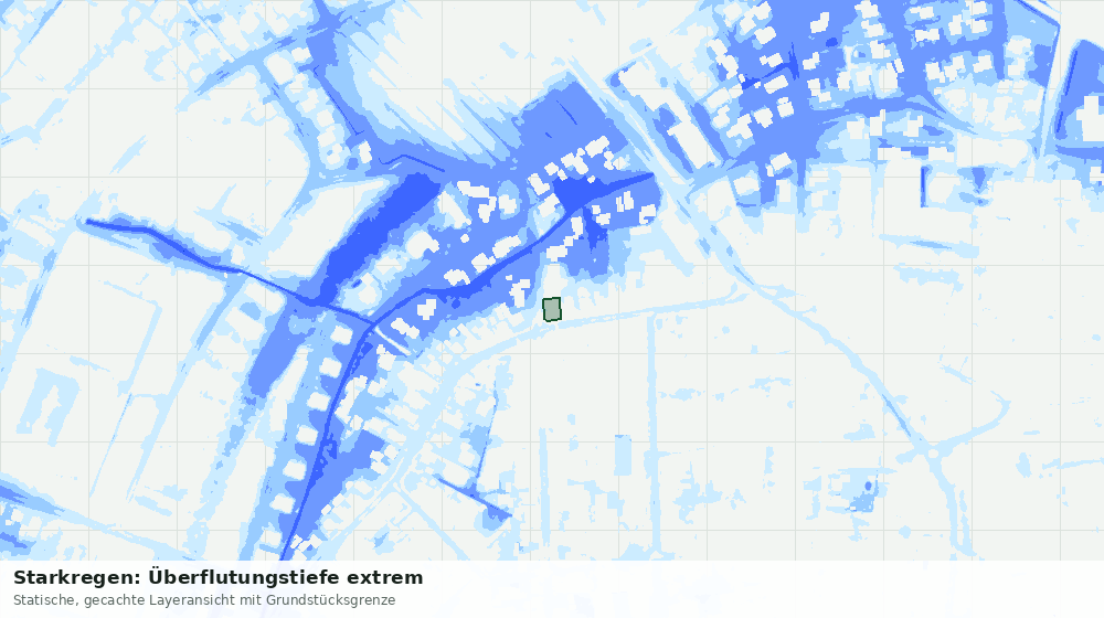 Statische Kartenansicht: Starkregen: Überflutungstiefe extrem