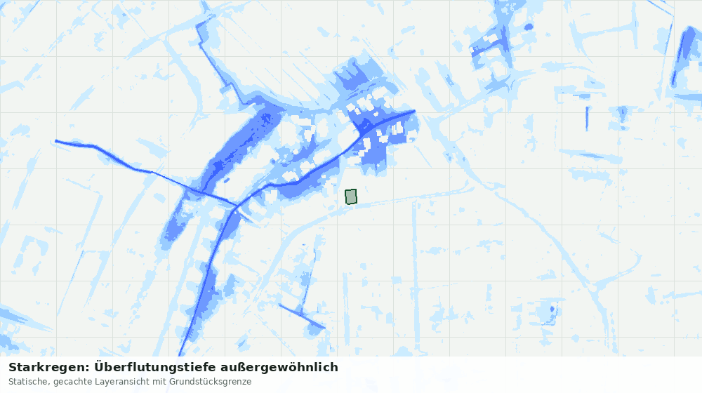 Statische Kartenansicht: Starkregen: Überflutungstiefe außergewöhnlich