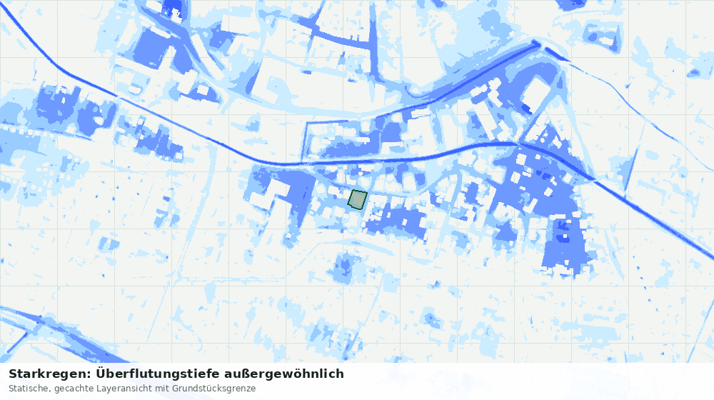 Statische Kartenansicht: Starkregen: Überflutungstiefe außergewöhnlich
