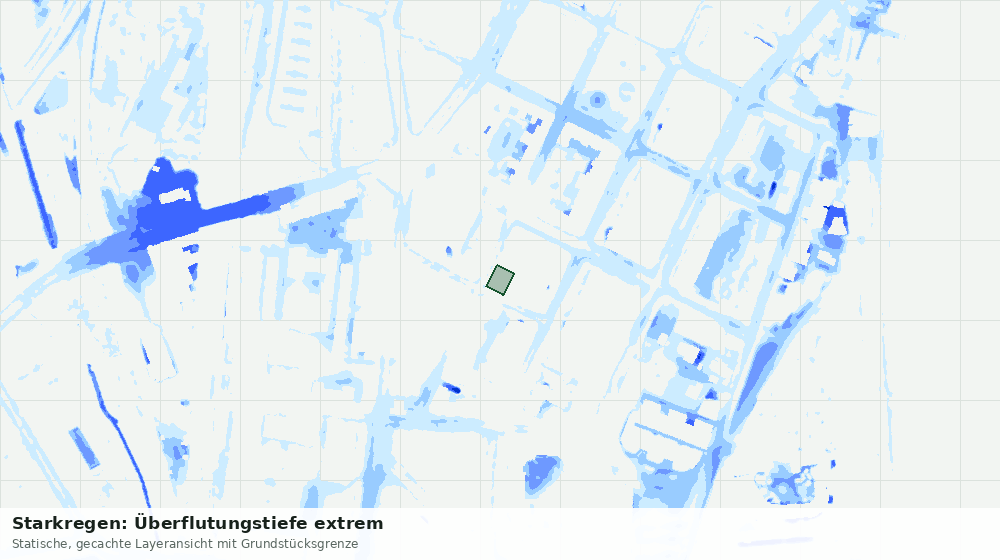 Statische Kartenansicht: Starkregen: Überflutungstiefe extrem