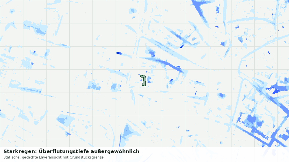 Statische Kartenansicht: Starkregen: Überflutungstiefe außergewöhnlich