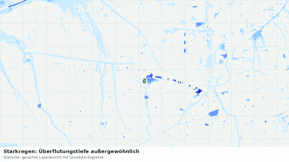 Statische Kartenansicht: Starkregen: Überflutungstiefe außergewöhnlich