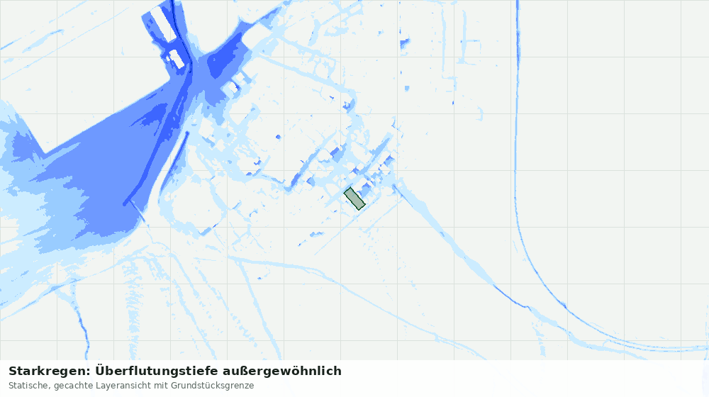 Statische Kartenansicht: Starkregen: Überflutungstiefe außergewöhnlich