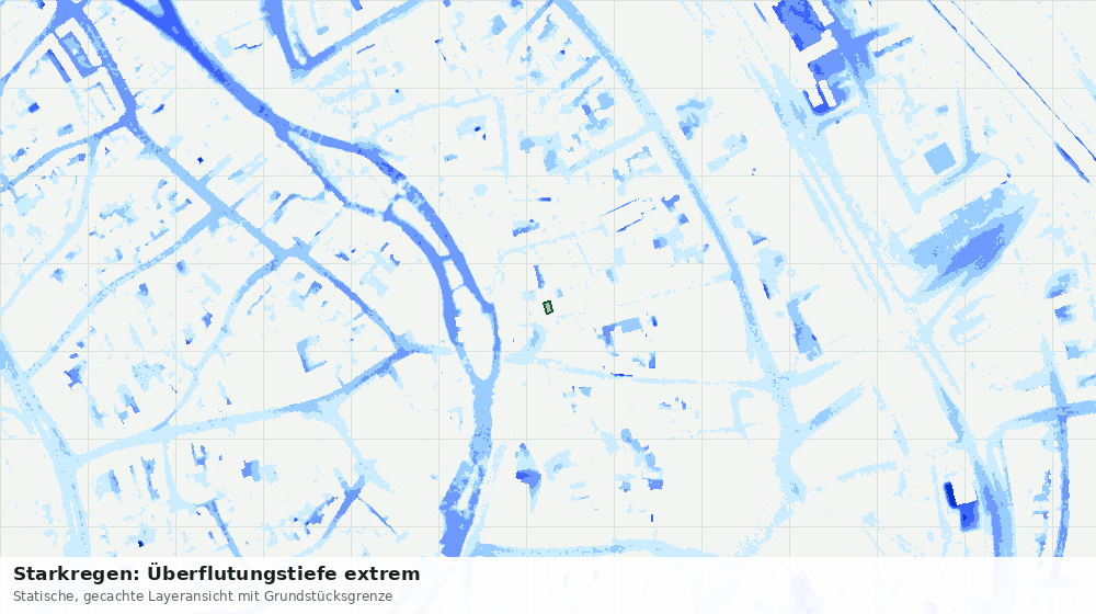 Statische Kartenansicht: Starkregen: Überflutungstiefe extrem