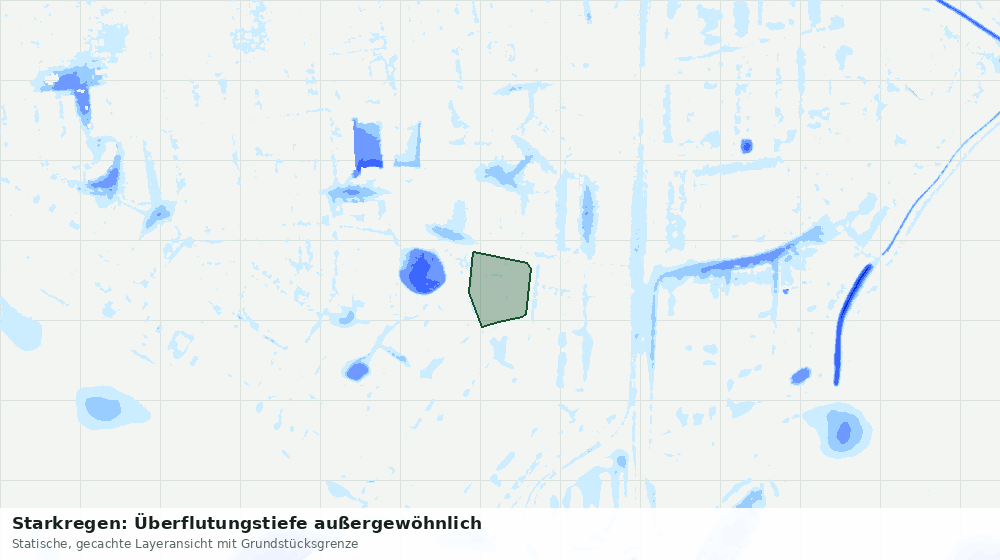 Statische Kartenansicht: Starkregen: Überflutungstiefe außergewöhnlich
