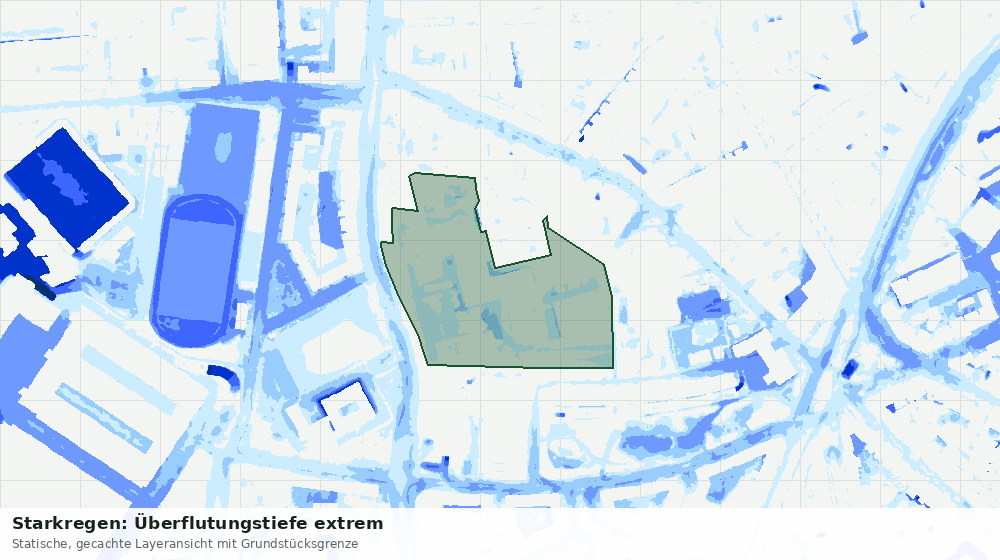 Statische Kartenansicht: Starkregen: Überflutungstiefe extrem