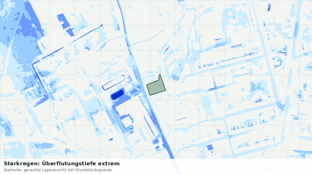 Statische Kartenansicht: Starkregen: Überflutungstiefe extrem