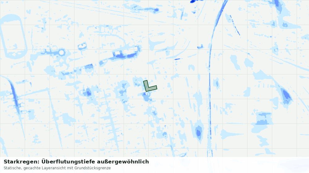 Statische Kartenansicht: Starkregen: Überflutungstiefe außergewöhnlich