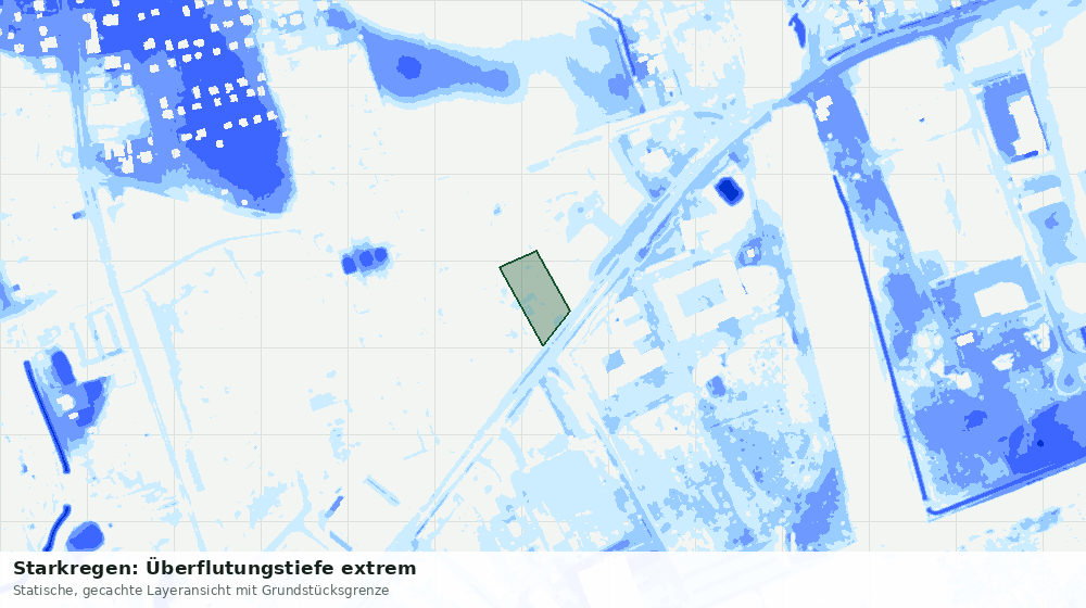 Statische Kartenansicht: Starkregen: Überflutungstiefe extrem