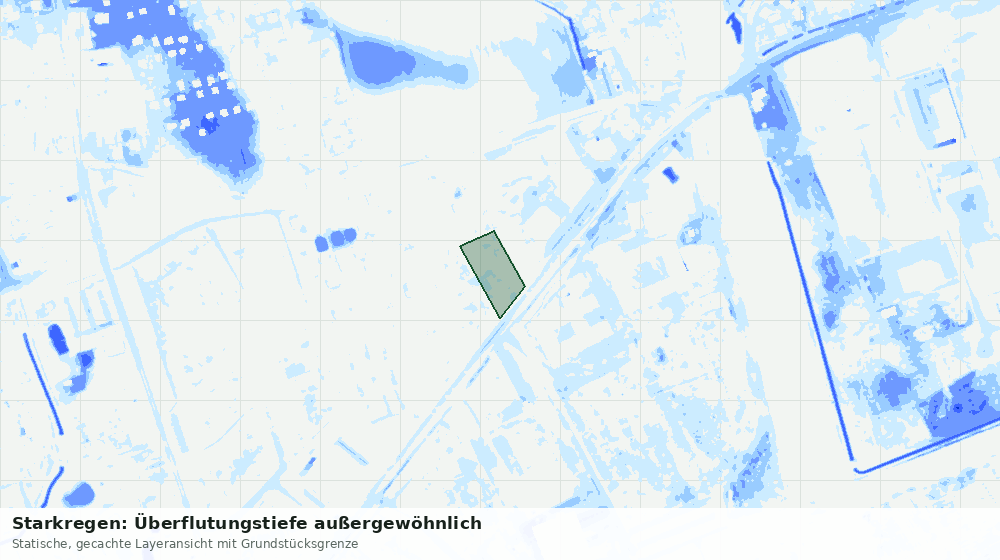 Statische Kartenansicht: Starkregen: Überflutungstiefe außergewöhnlich