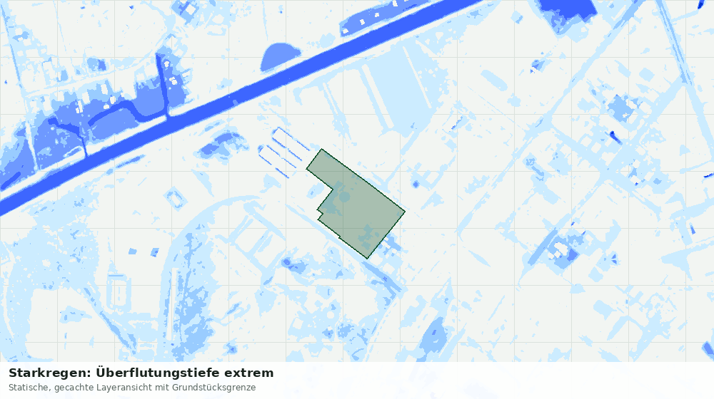 Statische Kartenansicht: Starkregen: Überflutungstiefe extrem