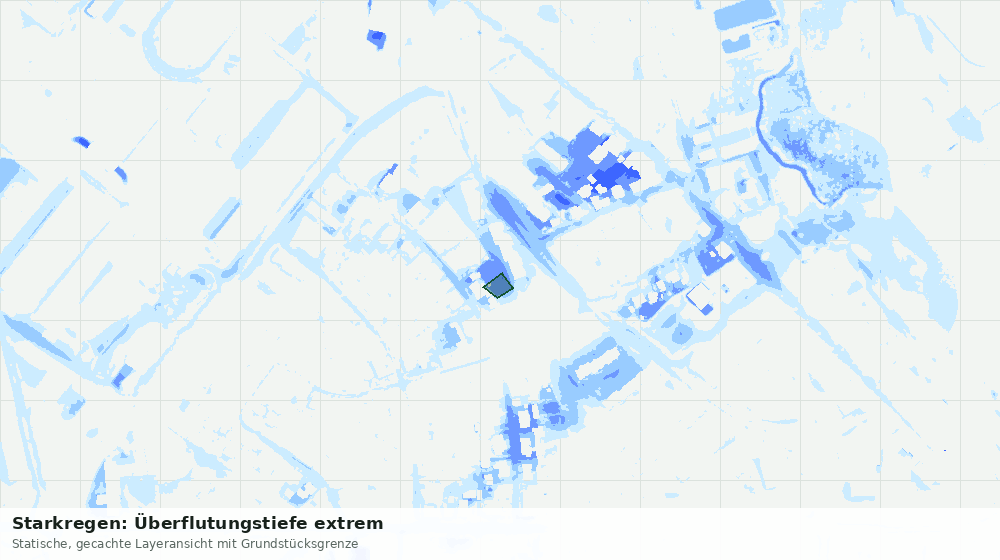 Statische Kartenansicht: Starkregen: Überflutungstiefe extrem