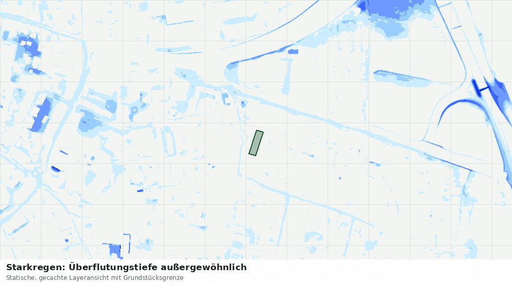 Statische Kartenansicht: Starkregen: Überflutungstiefe außergewöhnlich