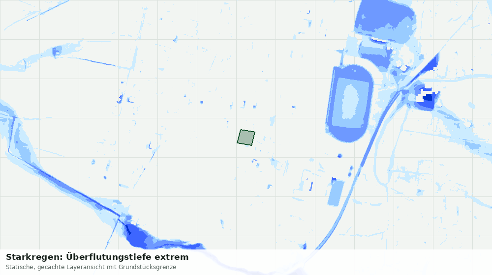 Statische Kartenansicht: Starkregen: Überflutungstiefe extrem