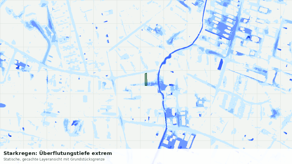 Statische Kartenansicht: Starkregen: Überflutungstiefe extrem