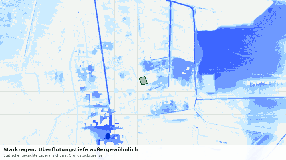 Statische Kartenansicht: Starkregen: Überflutungstiefe außergewöhnlich