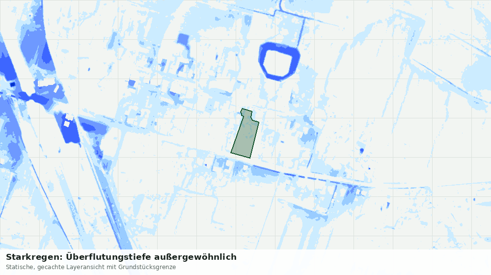 Statische Kartenansicht: Starkregen: Überflutungstiefe außergewöhnlich