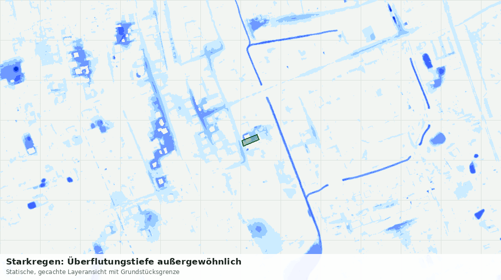 Statische Kartenansicht: Starkregen: Überflutungstiefe außergewöhnlich