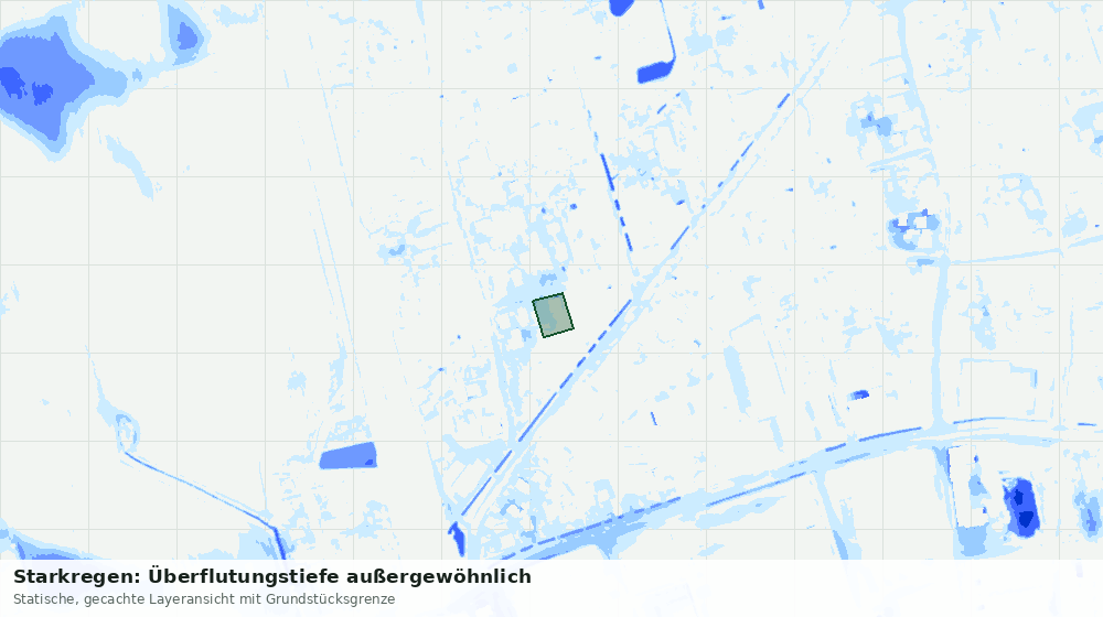 Statische Kartenansicht: Starkregen: Überflutungstiefe außergewöhnlich