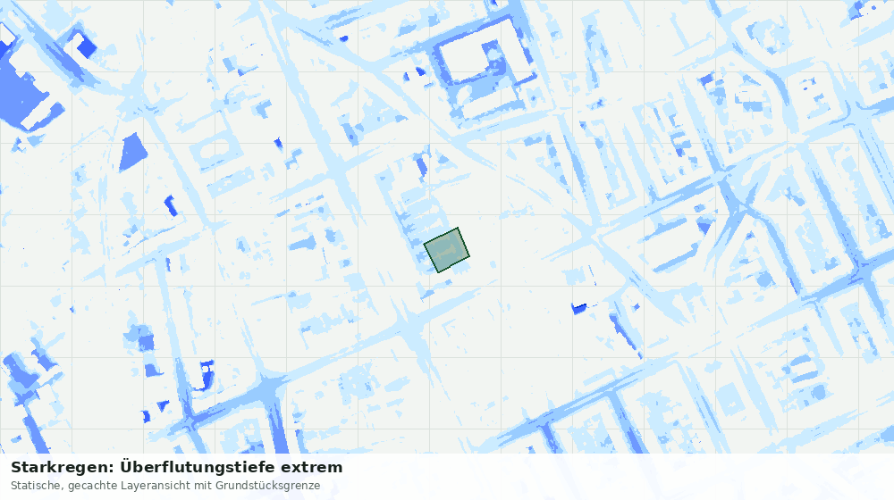 Statische Kartenansicht: Starkregen: Überflutungstiefe extrem