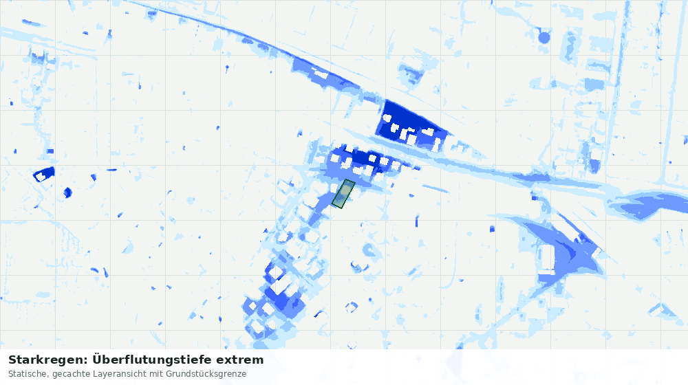 Statische Kartenansicht: Starkregen: Überflutungstiefe extrem