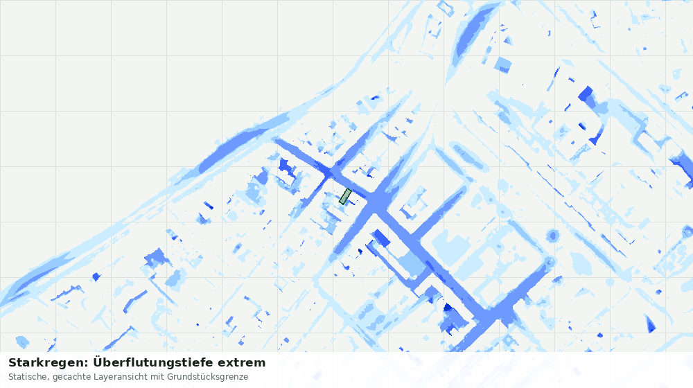 Statische Kartenansicht: Starkregen: Überflutungstiefe extrem