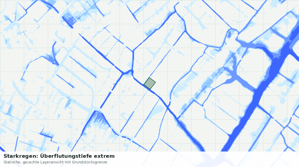 Statische Kartenansicht: Starkregen: Überflutungstiefe extrem