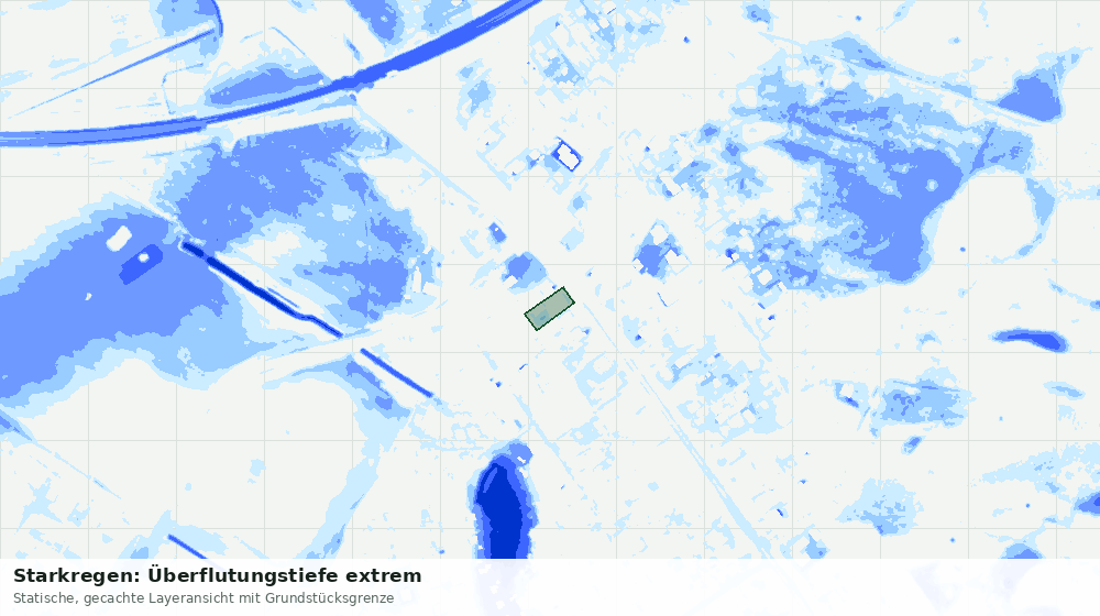 Statische Kartenansicht: Starkregen: Überflutungstiefe extrem