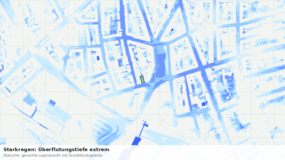 Statische Kartenansicht: Starkregen: Überflutungstiefe extrem