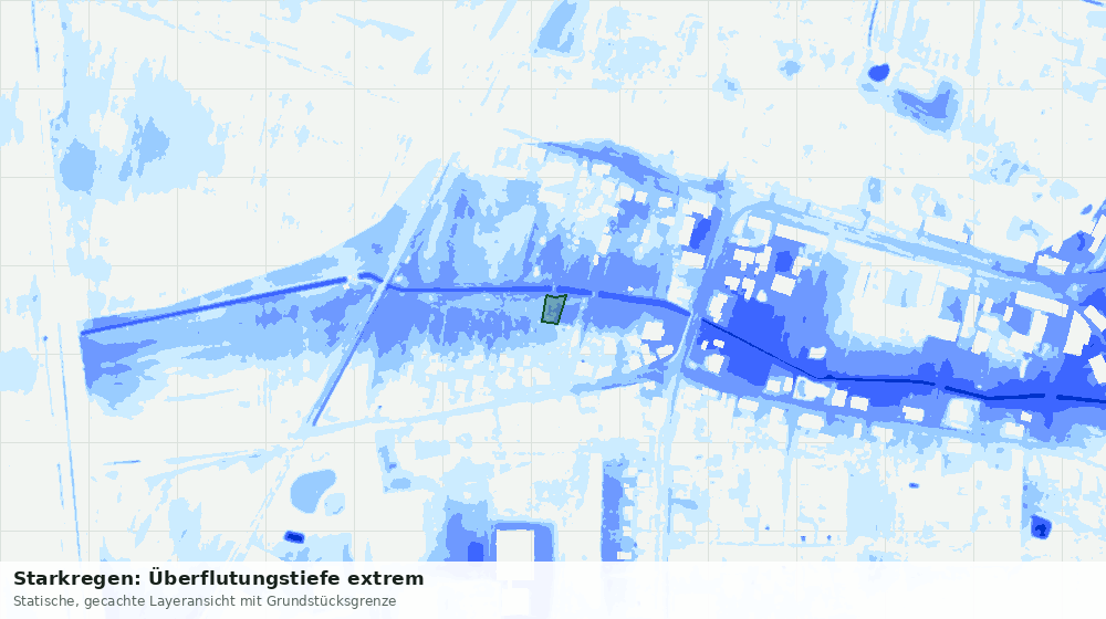 Statische Kartenansicht: Starkregen: Überflutungstiefe extrem