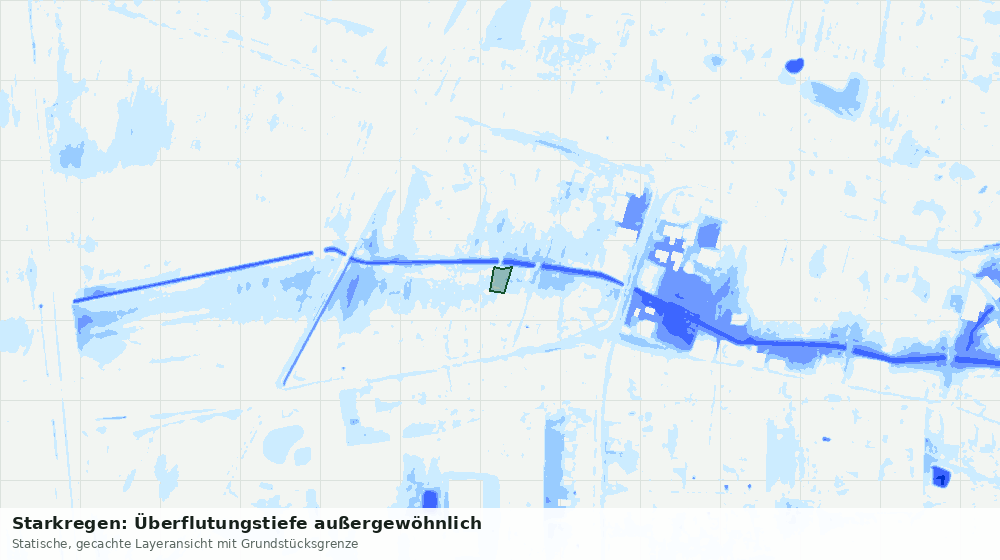 Statische Kartenansicht: Starkregen: Überflutungstiefe außergewöhnlich