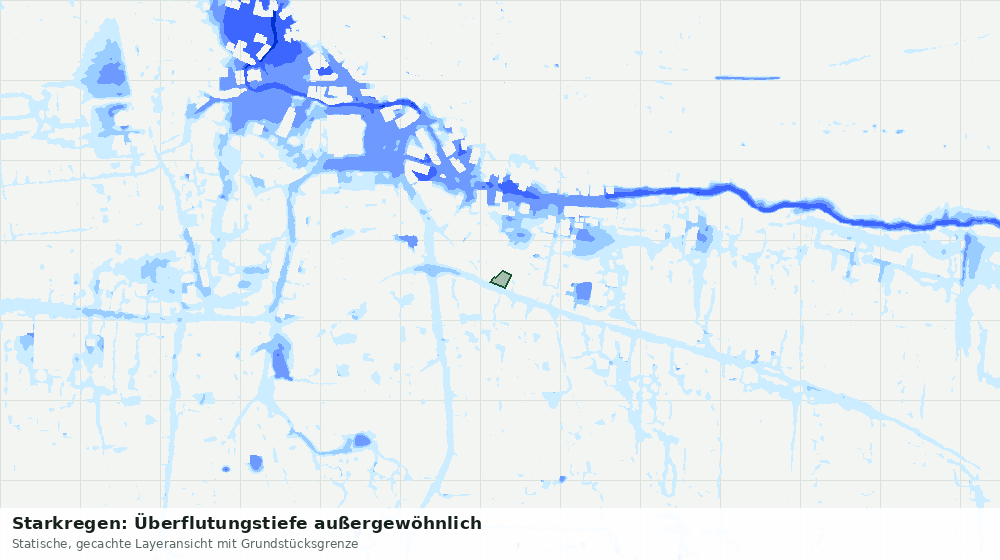 Statische Kartenansicht: Starkregen: Überflutungstiefe außergewöhnlich